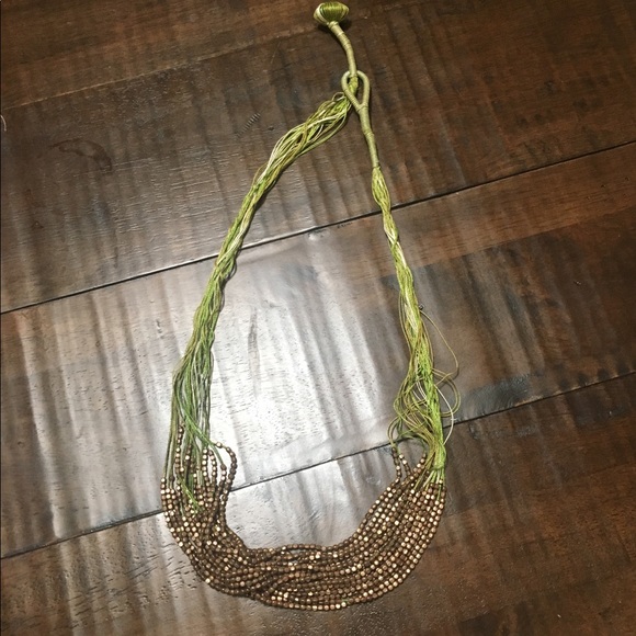 Cost Plus World Market Jewelry Green And Gold Extra Long Multi